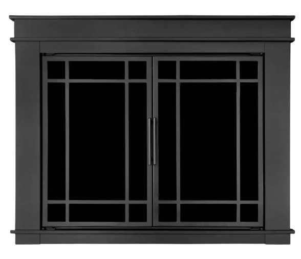 Pleasant Hearth Fillmore Small 29.5 by 37 in. Opening Glass Fireplace Doors Midnight Black New