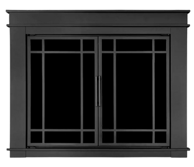 Pleasant Hearth Fillmore Small 29.5 by 37 in. Opening Glass Fireplace Doors Midnight Black New