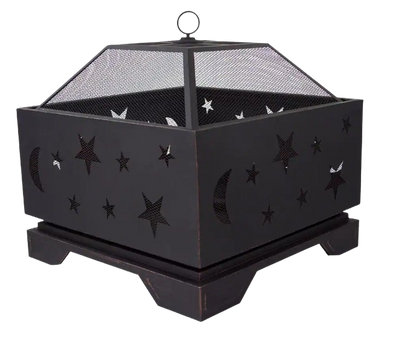 Pleasant Hearth Stargazer Deep Bowl 26 in. x 26 in. Square Steel Wood Fire Pit in Rubbed Bronze New