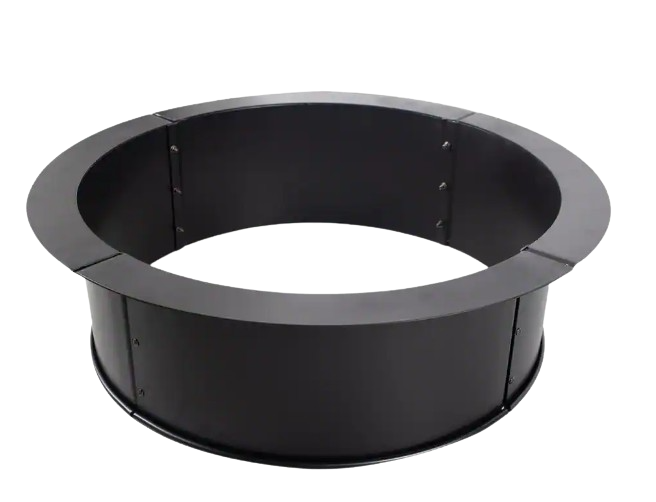 Pleasant Hearth 34 in. x 10 in. Round Solid Steel Wood Fire Ring in Black New
