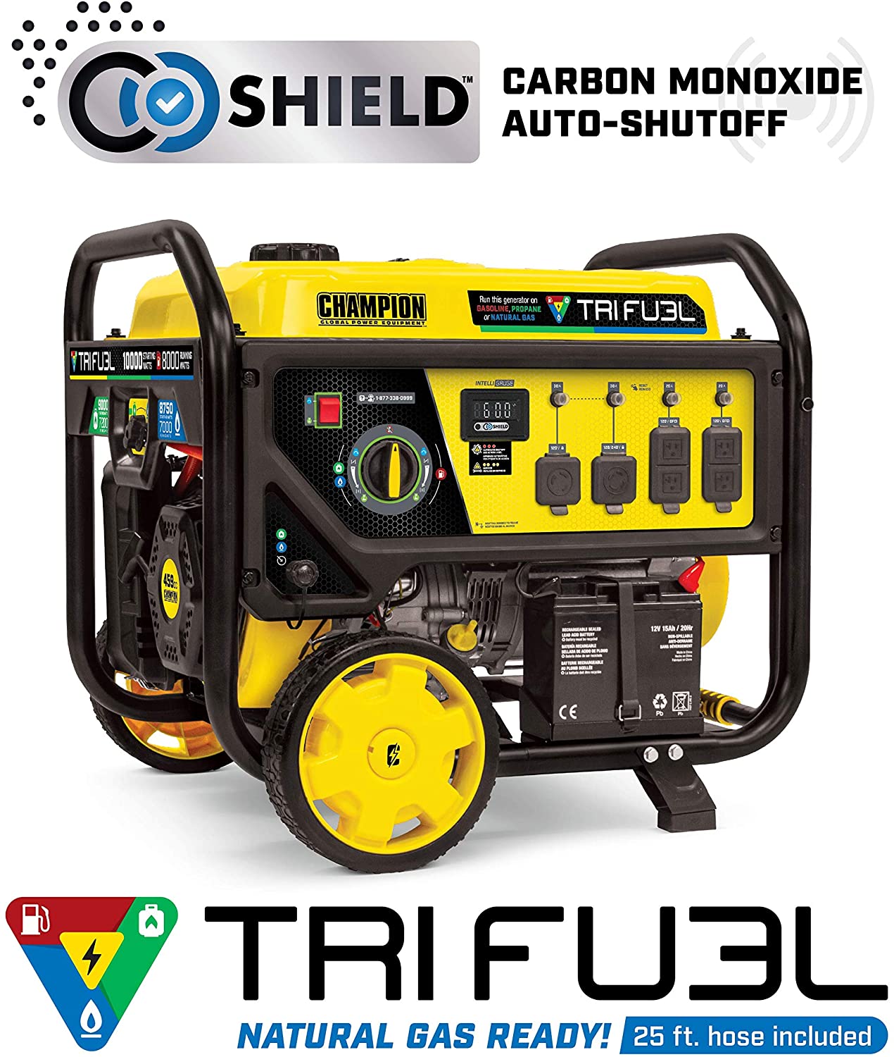 Champion 8000W/10000W Tri Fuel Portable Generator w/ CO Shield