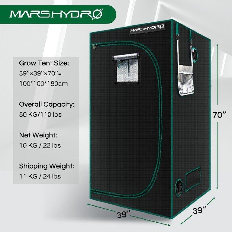 70 x 70 grow tent Mars Hydro 3'3" x 3'3" x 5'9" LED Grow Tent