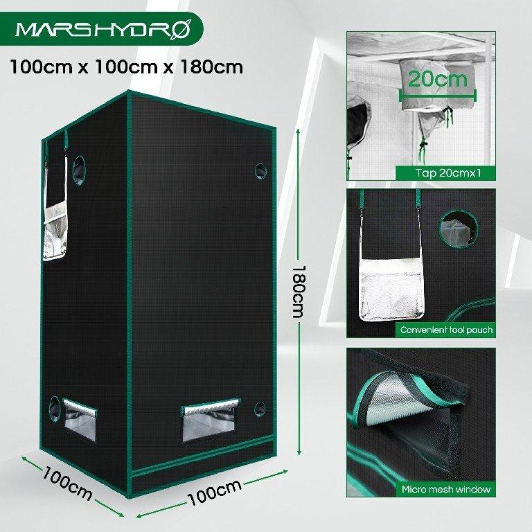 Mars Hydro 100x100x180cm Indoor Grow Tent Grow Box Growzelt Grow Tent Water-proof Floor Tray