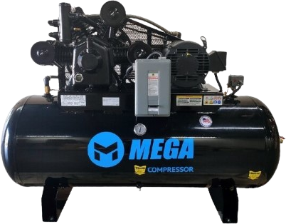 Mega Compressor MP-15120H3-U460 Two-Stage Air Compressor 15 HP 120 Gallon 460V 3-Phase Electric Start New