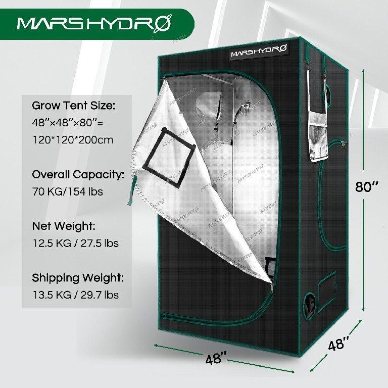 Mars Hydro 120x120x200cm Grow Tent Dark Room Hydroponics 1680D Mylar Non Toxic Box Grow Box Growzelt (Will be shipped out around 15th Sep.) None