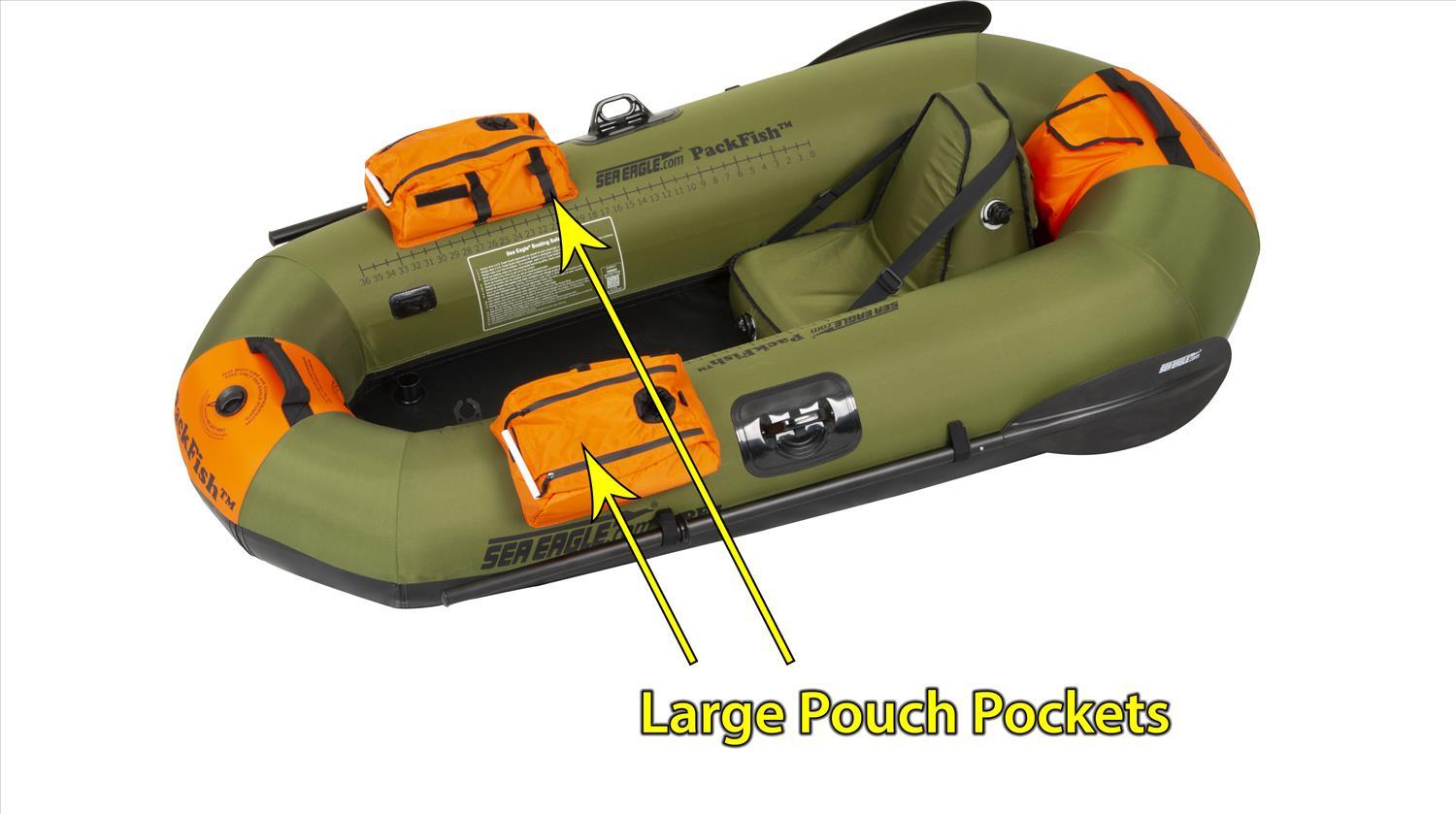 Sea Eagle PackFish 7 Inflatable Boat Deluxe Fishing Package Green Orange New