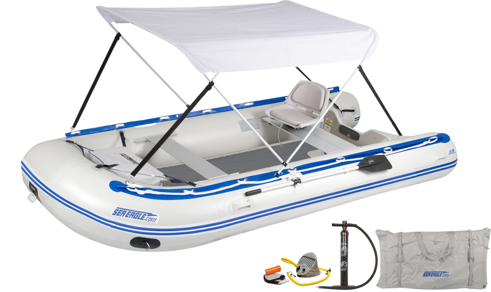 Sea Eagle 14SRDK_SWC 14' Sport Runabout Inflatable Boat Drop Stitch Swivel Seat and Canopy Package New
