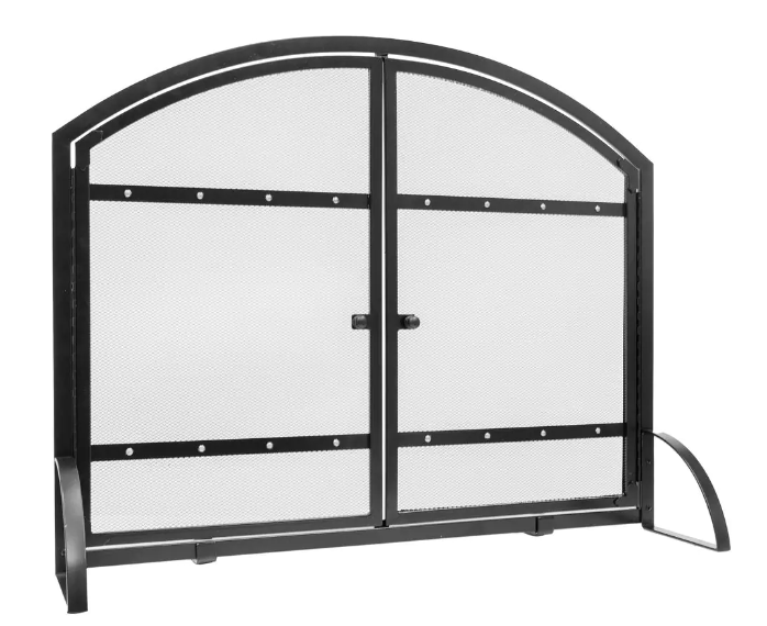 Pleasant Hearth Harper 1-Panel 31 by 39 in. Fireplace Screen with Doors Black New