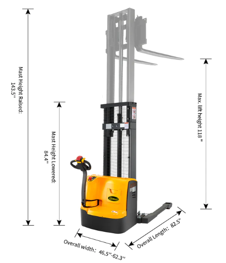 Apollolift A-3029 177" Lifting Height 3300 lbs. Capacity Powered Full Electric Walkie Stacker New