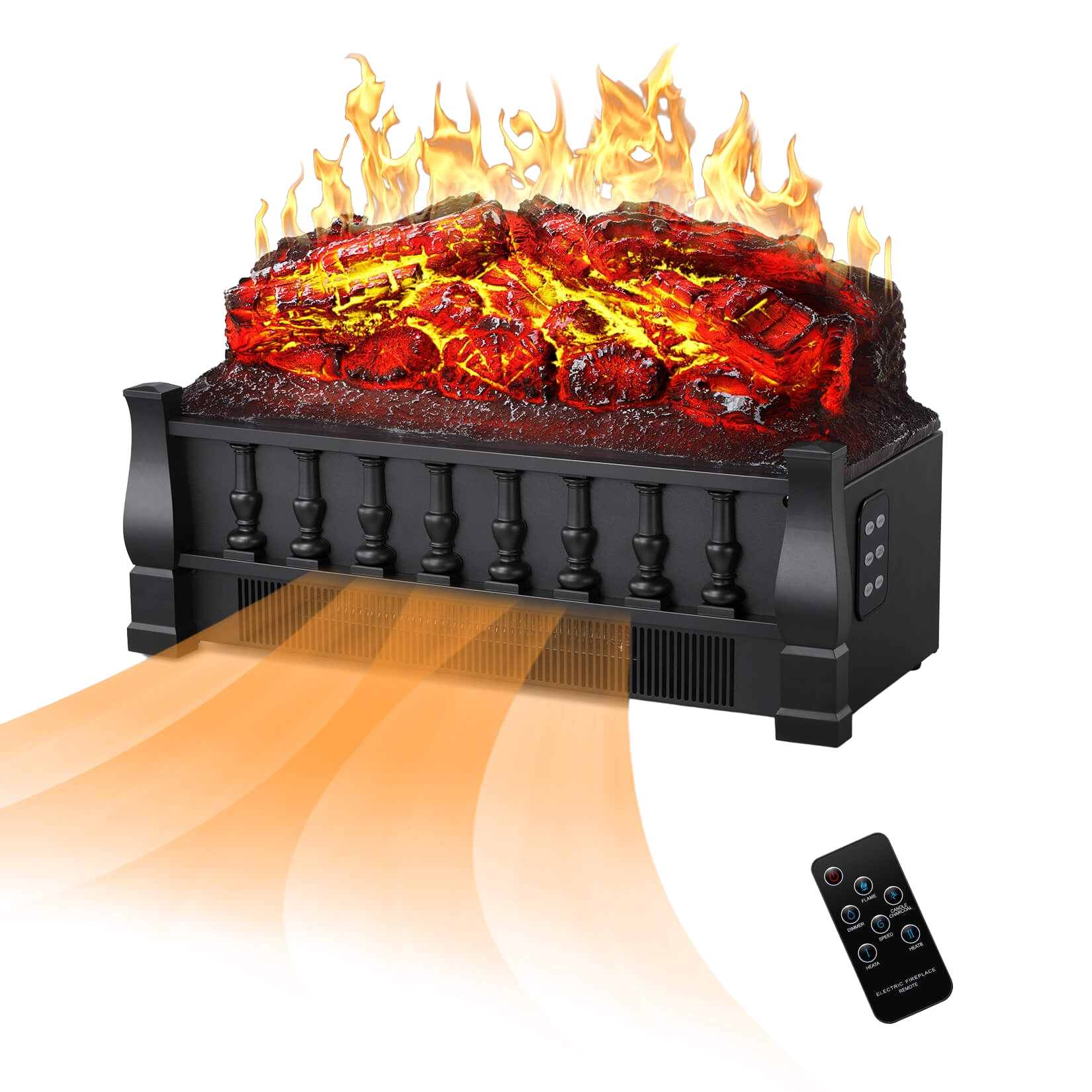 RW Flame L250 750W-1500W 20.53 Inch Realistic Flame and Ember Bed Electric Fireplace Log Heater With Remote New