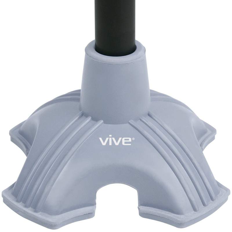 Vive Health Standing Cane Tip - Quad Rubber Replacement Foot Pad for Walking Canes New