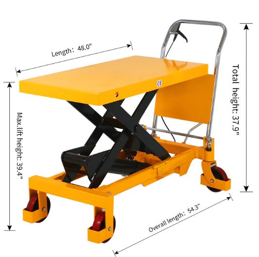 Apollolift A-2014 Single Scissor Lift Table 2200 lbs. 39.4 " Lifting Height New