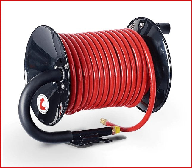 ReelWorks Mountable Manual Hose Reel Crank L201303A Fits up to 100' of 3/8  Air Hose Max 300 PSI New