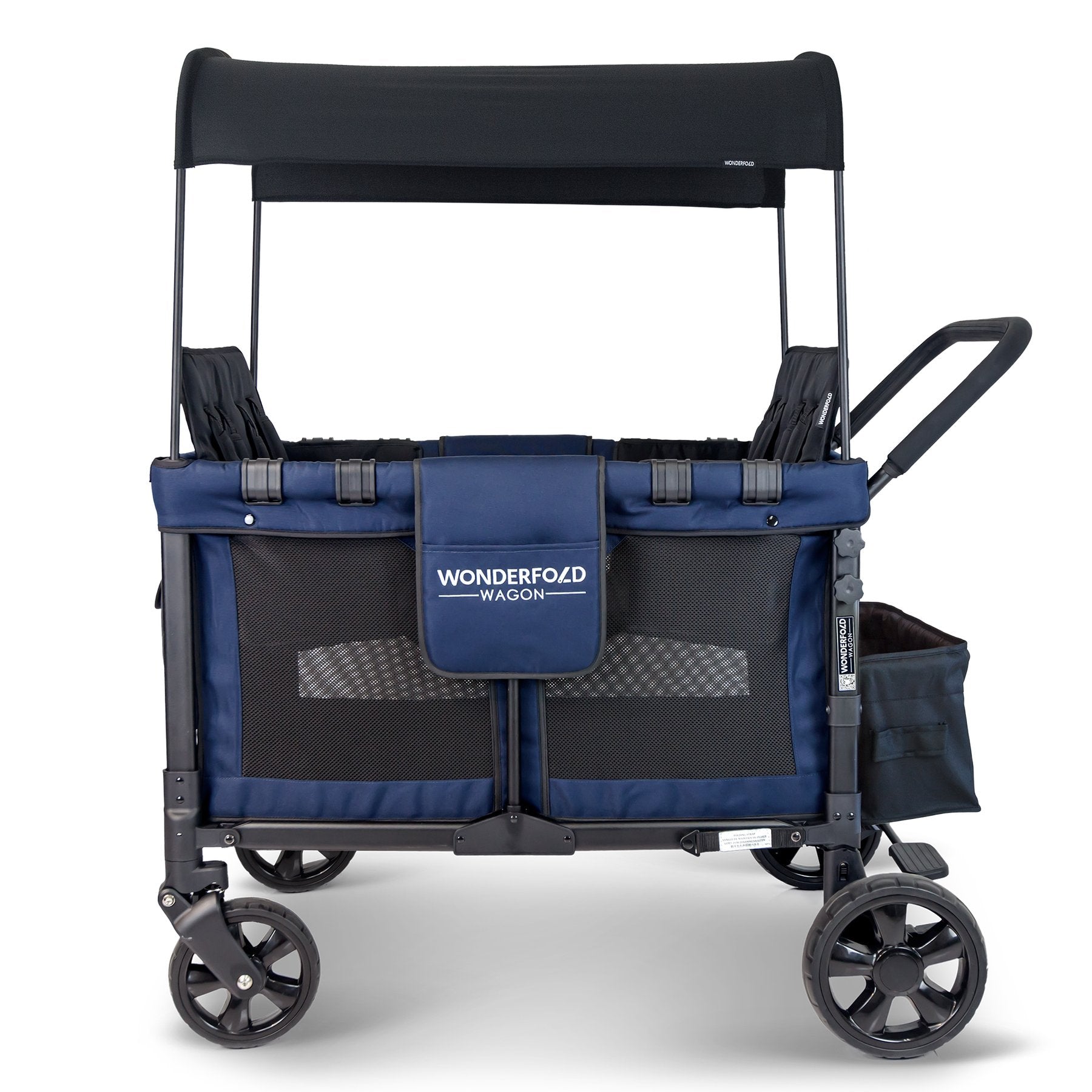 WonderFold Baby W4 Multi-Function Folding Quad Stroller Wagon with Removable Canopy and Seats Navy New