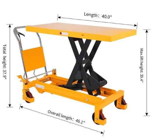 Apollolift A-2015 Single Scissor Lift Table 3300 lbs. 39.4 " Lifting Height New