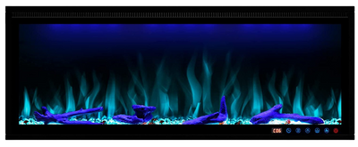 Benrocks BI42Z 42 in. 750/1500W Recessed and Wall Mounted Fireplace with Remote and App Control Black New