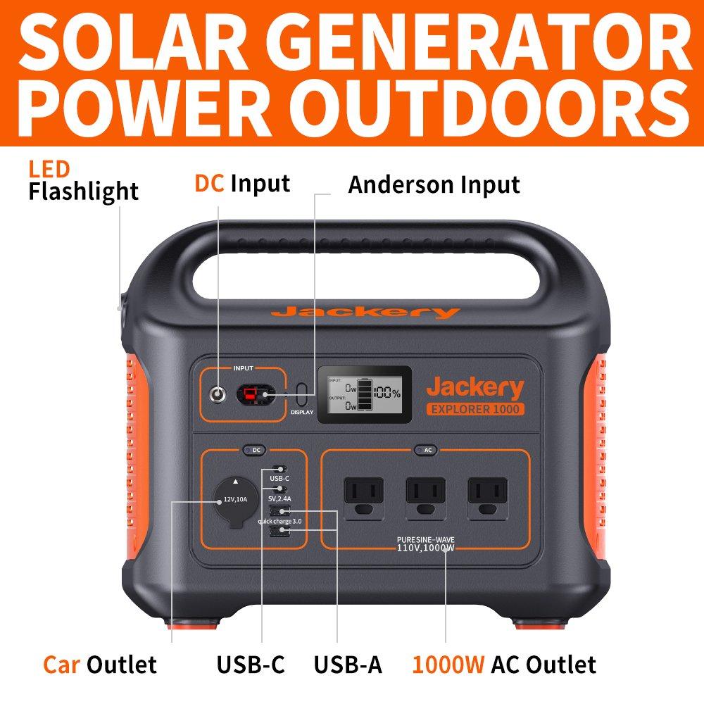 Jackery Explorer 1000 1000Wh Portable Power Station Lithium-ion Batter –  FactoryPure