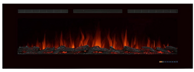 Valuxhome BI60 60 in. 750/1500W Recessed and Wall Mounted Electric Fireplace with Remote LED Lights Logs and Crystals Black New