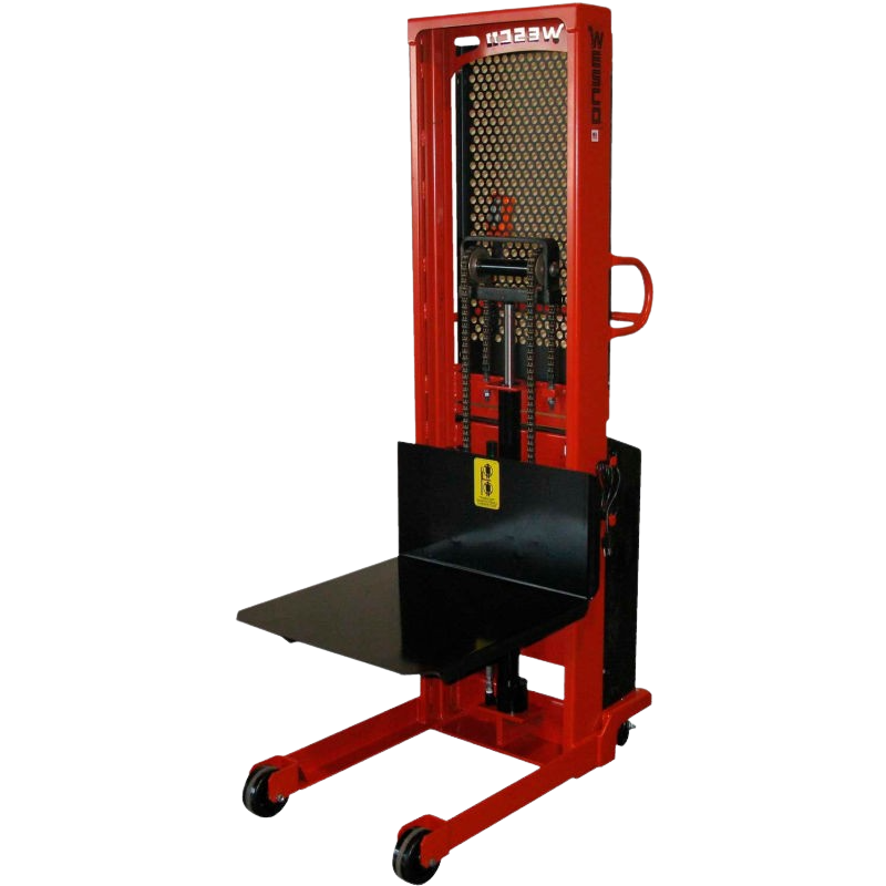 Wesco 261074 1500 lb. Load Powered Lift Electric Platform Stacker with 24" x 24" Platform and 60" Lift Height New