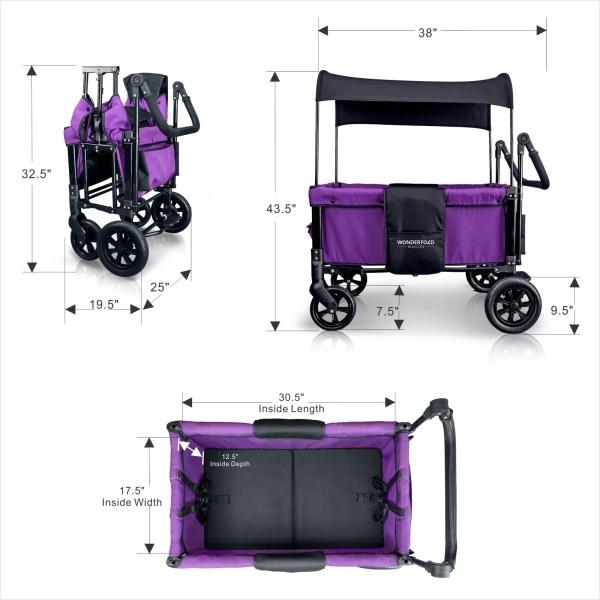 WonderFold Baby W1 Multi-Function Folding Double Stroller Wagon with Removable Canopy Cobalt Violet New