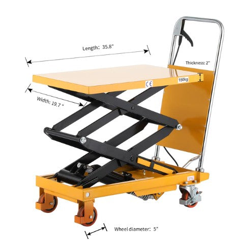 Apollolift A-2007 Double Scissor Lift Table 770 lbs. 51.2 " Lifting Height New