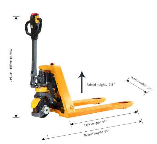 Apollolift A-1034 Electric Hydraulic Lithium Pallet Jack 3300 lbs. Capacity 48" x 27" New