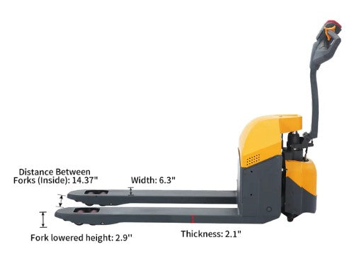 Apollolift A-1029 Full Electric Pallet Jack With Emergency Key Switch 3300 lbs. Capacity 48" x 27" New