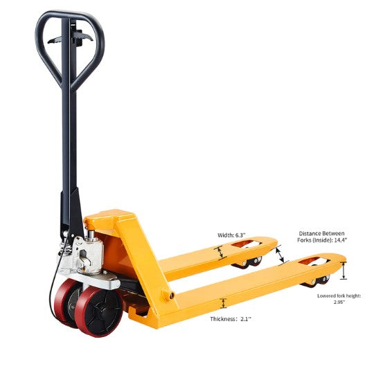 Apollolift A-1011 Pallet Jack With Hand Brake 5500 lbs. Capacity 48" x 27" 1.4" New