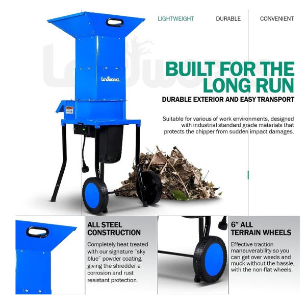 Landworks GUO049 Electric Shredder and Mulcher 120V AC 11" Cutting Bla