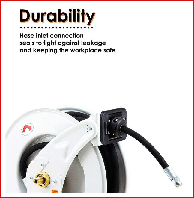 Reelworks L815153A Steel Retractable Air Compressor/Water Hose Reel with 3/8 x