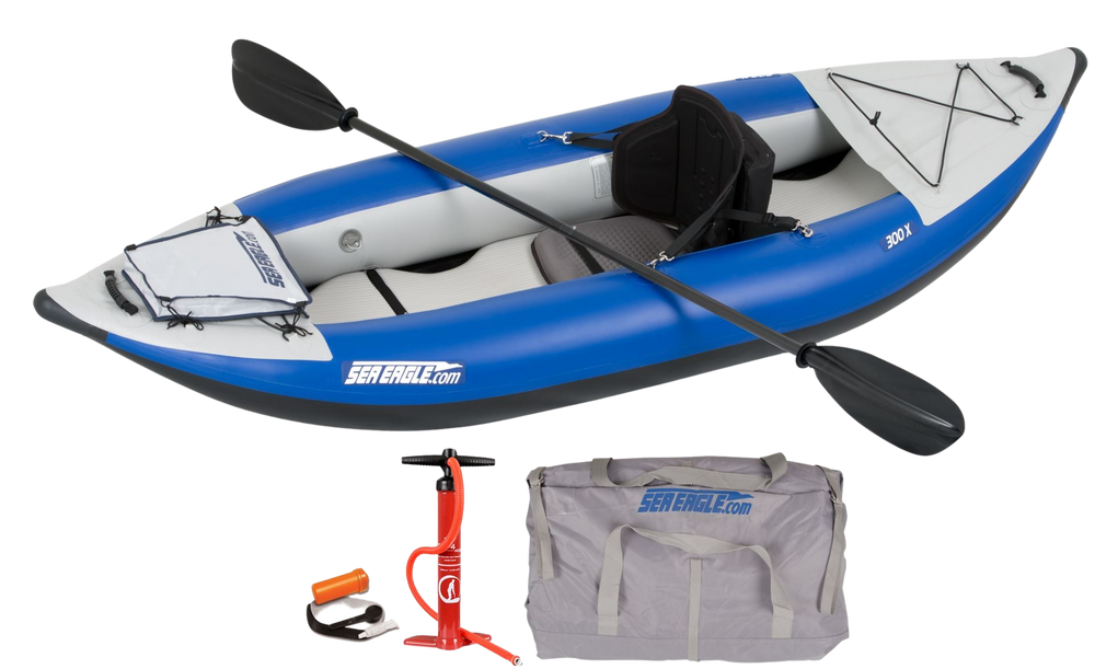 Sea Eagle 300X Explorer Inflatable Kayak Pro Carbon Package Blue Gray New