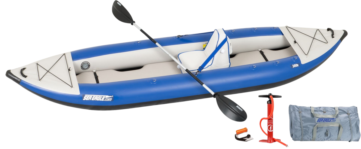 Sea Eagle 380X Explorer Inflatable Kayak Deluxe Package Blue Gray New