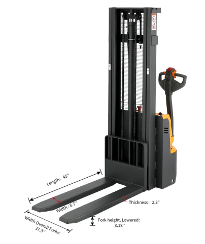 Apollolift A-3034 118" Lifting Height Fixed Legs 3300 lbs. Capacity Full Electric Walkie Stacker New