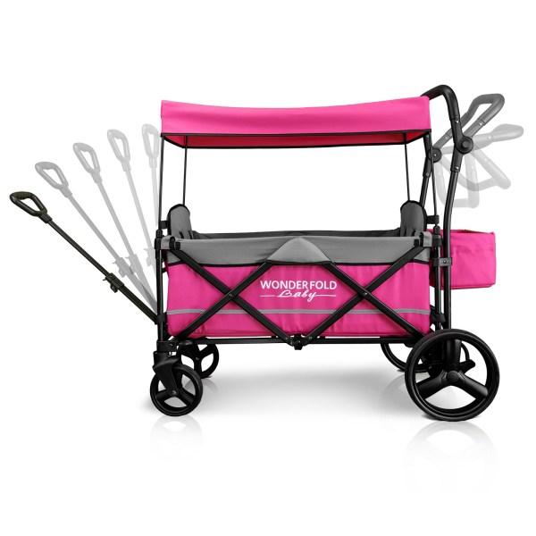 pink double stroller WonderFold Baby X2 Push/Pull 2-Passenger Double Stroller Wagon Pink Ne – FactoryPure