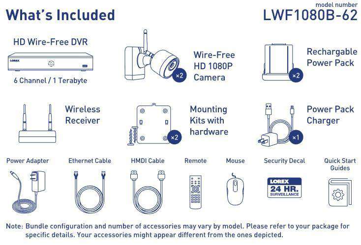 Lorex LWF1080B-62 Wire Free Battery Powered 2 Camera 6 Channel Indoor/Outdoor Security Surveillance System New