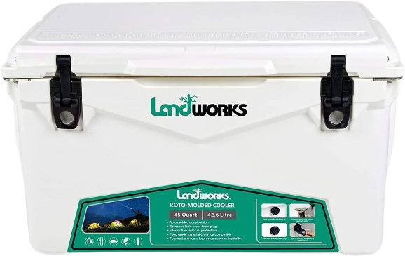 Landworks GUT014 Ice Cooler 11 Gallon Rotomolded Wheeled with Built in Bottle Openers New