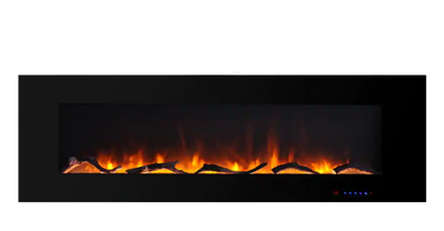 Valuxhome WM60 60 in. 750/1500W Wall Mounted Log and Crystals Fireplace with Remote Black New