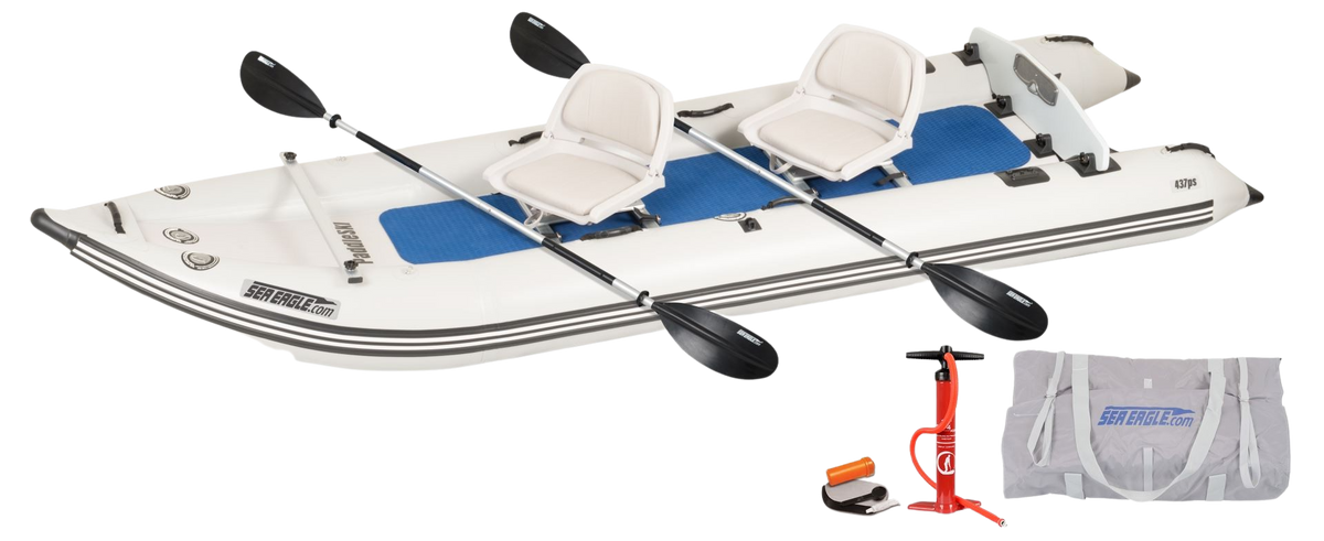 Sea Eagle 437PSK_SW PaddleSki Inflatable Catamaran Boat 2 Person Swivel Seat Package New