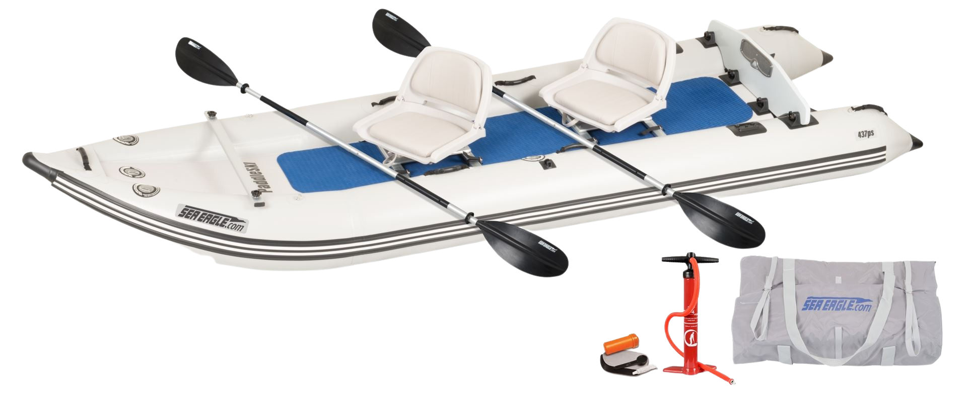 Sea Eagle 437PSK_SW PaddleSki Inflatable Catamaran Boat 2 Person Swivel Seat Package New