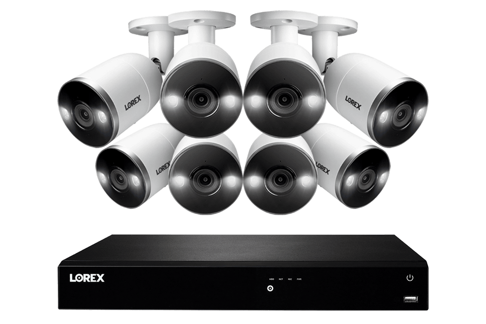 Lorex N4K3SD-168WB 16-Channel 4K Ultra HD Fusion NVR IP System with 8 Smart Deterrence Cameras Security Surveillance System New