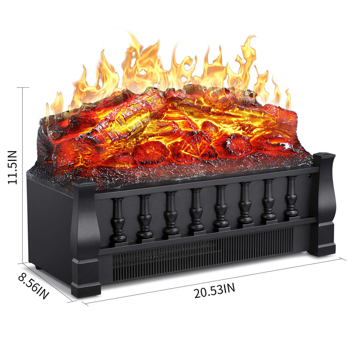 RW Flame L250 750W-1500W 20.53 Inch Realistic Flame and Ember Bed Electric Fireplace Log Heater With Remote New