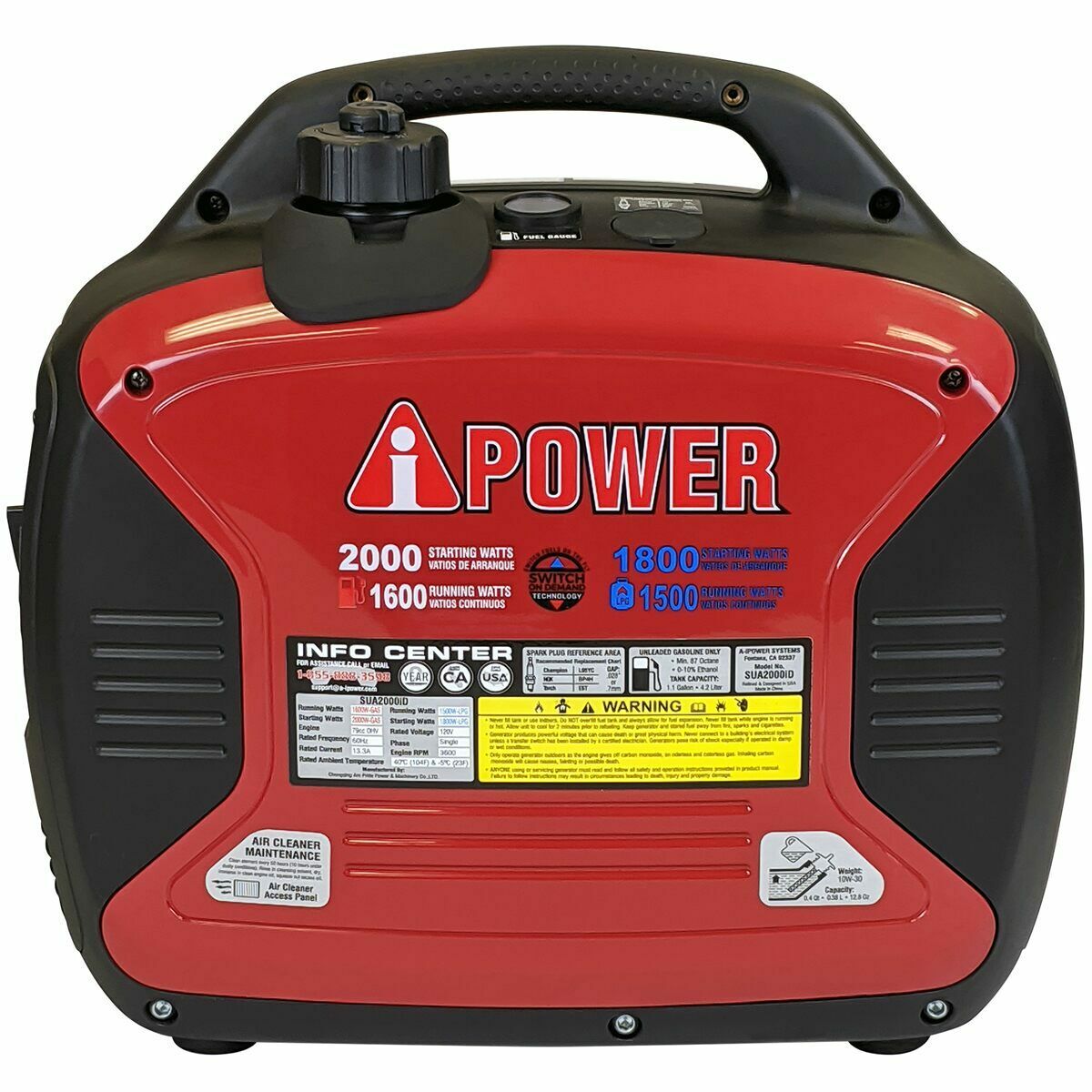 A-iPower SUA2000ID 1600W/2000W Dual Fuel Inverter Generator New