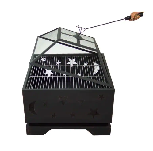 Pleasant Hearth Stargazer Deep Bowl 26 in. x 26 in. Square Steel Wood Fire Pit in Rubbed Bronze New