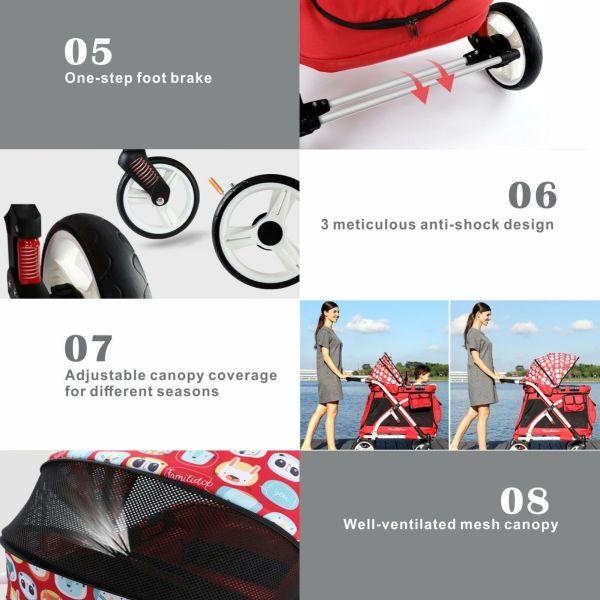 WonderFold Baby MJ01 Multi-Function Pram Stroller Wagon with Removable Seat – Chariot Mini Red New