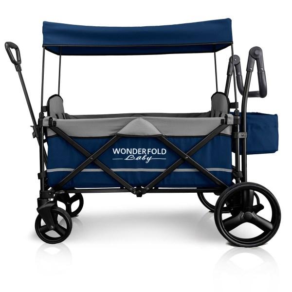 navy blue double stroller WonderFold Baby X2 Push/Pull 2-Passenger Double Stroller Wagon Navy Ne – FactoryPure