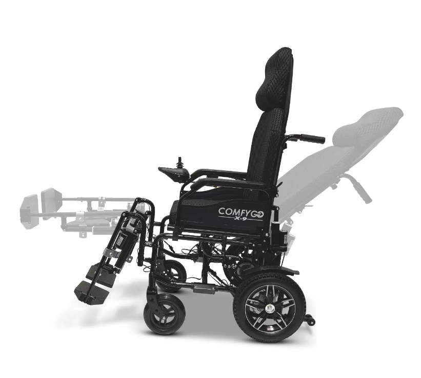 ComfyGO X-9 Remote Controlled Electric Wheelchair With Automatic Reclining Backrest And Lifting Leg Rests New