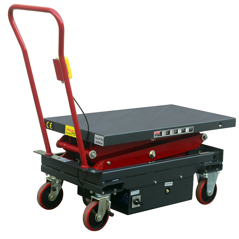 Pake Handling Tools PAKLT10 DC Powered Double Scissor Lift Table 2000 lb Capacity 39.75 x 20.5" 19.5 - 57" Height New