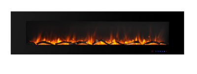 Valuxhome WM72 72 in. 750/1500W Wall Mounted Log and Crystals Fireplace with Remote Black New