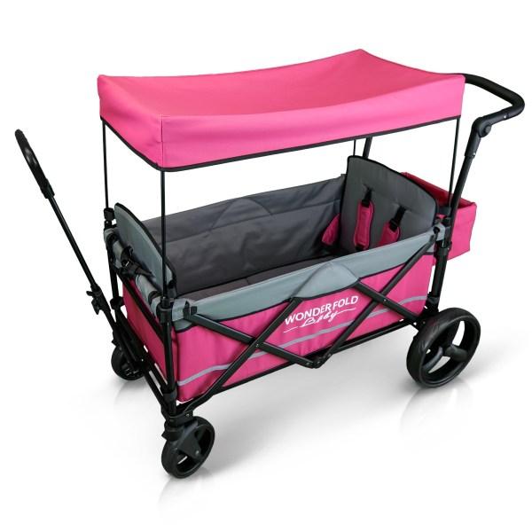 WonderFold Baby X2 Push/Pull 2-Passenger Double Stroller Wagon Pink New