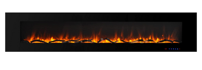 Valuxhome WM84 84 in. 750/1500W Wall Mounted Log and Crystals Fireplace with Remote Black New